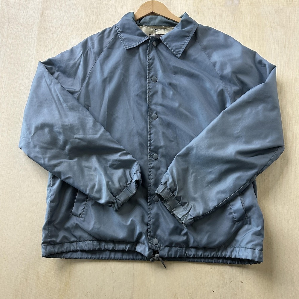 Vintage David Taylor Jacket Mens Medium Blue Snap Windbreaker Lined Lightweight